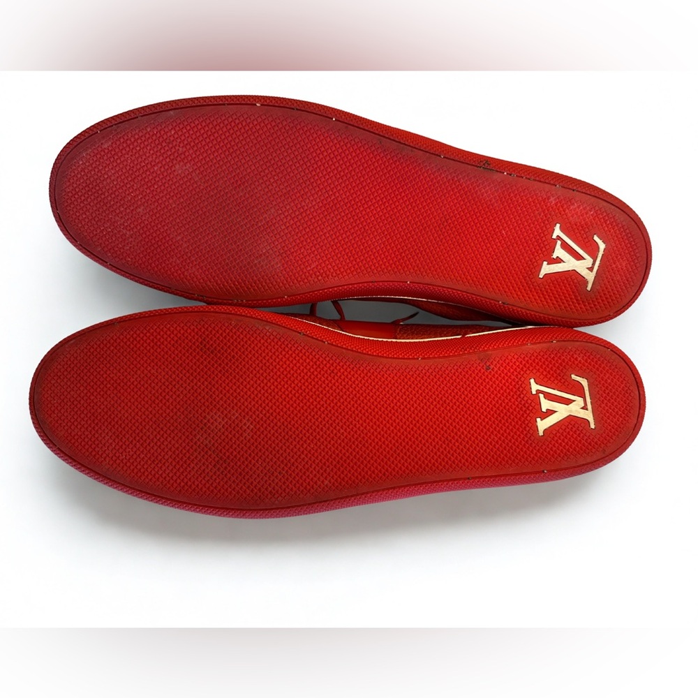 Louis Vuitton Red and White Men's Sneakers - Picture 5 of 6